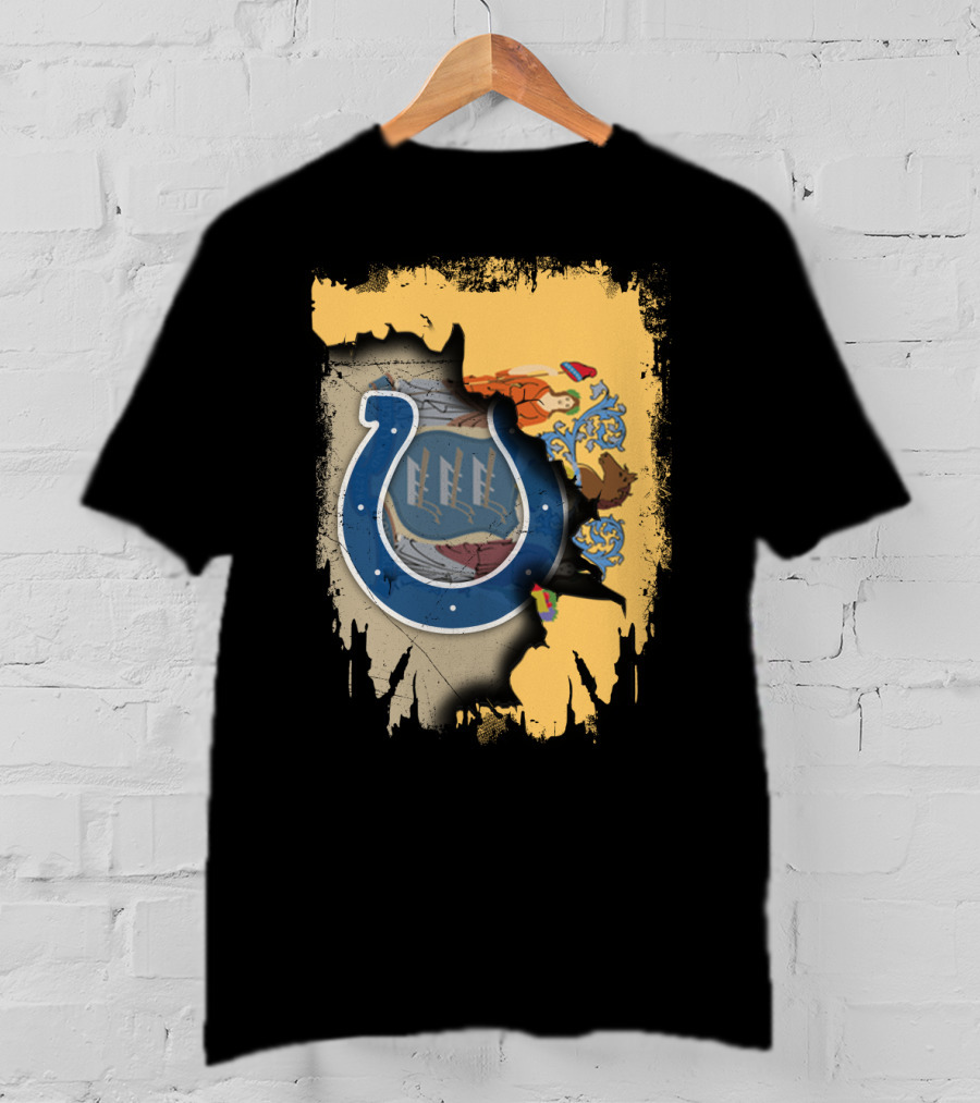 New Jersey Colts Horseshoe With State Flag Elements T-Shirt