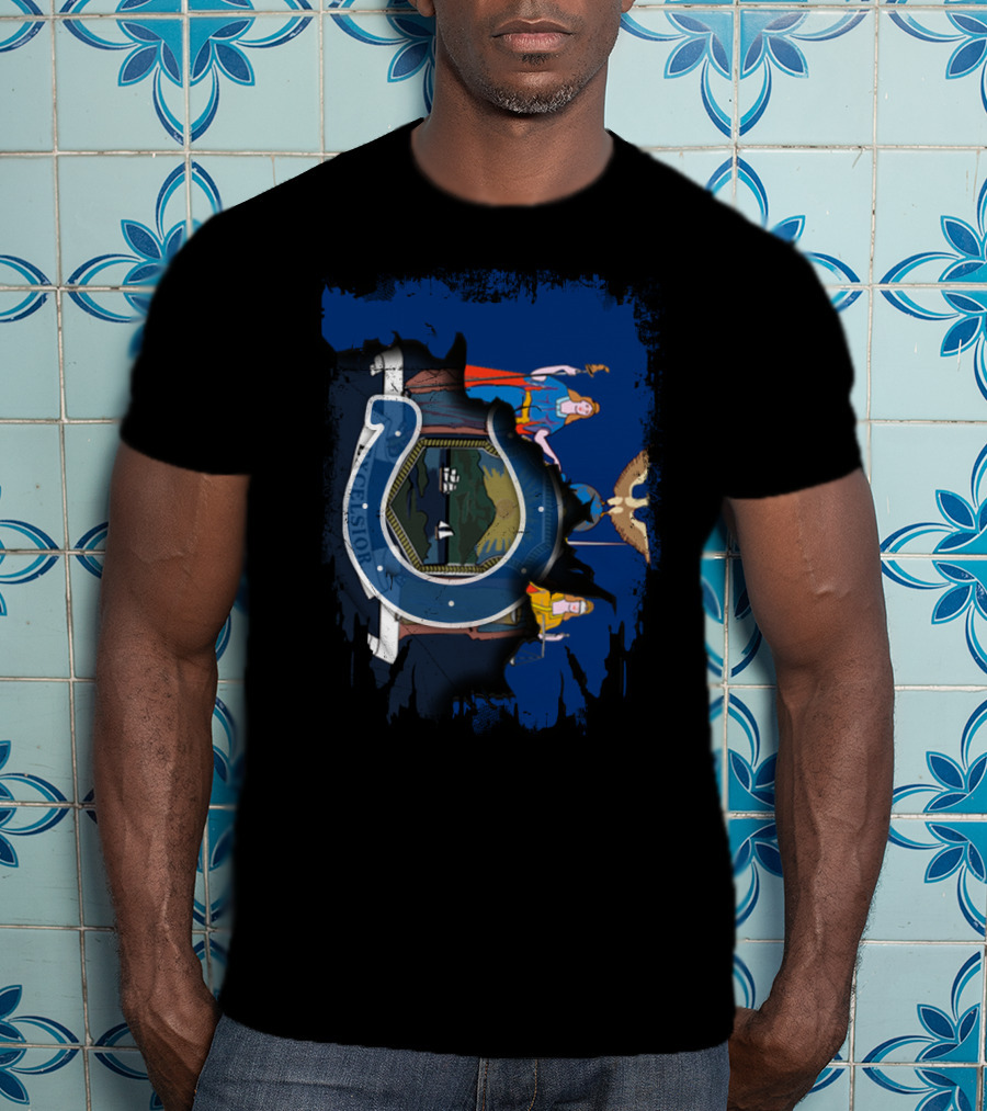 New York Emblem With Indianapolis Colts Horseshoe T-Shirt