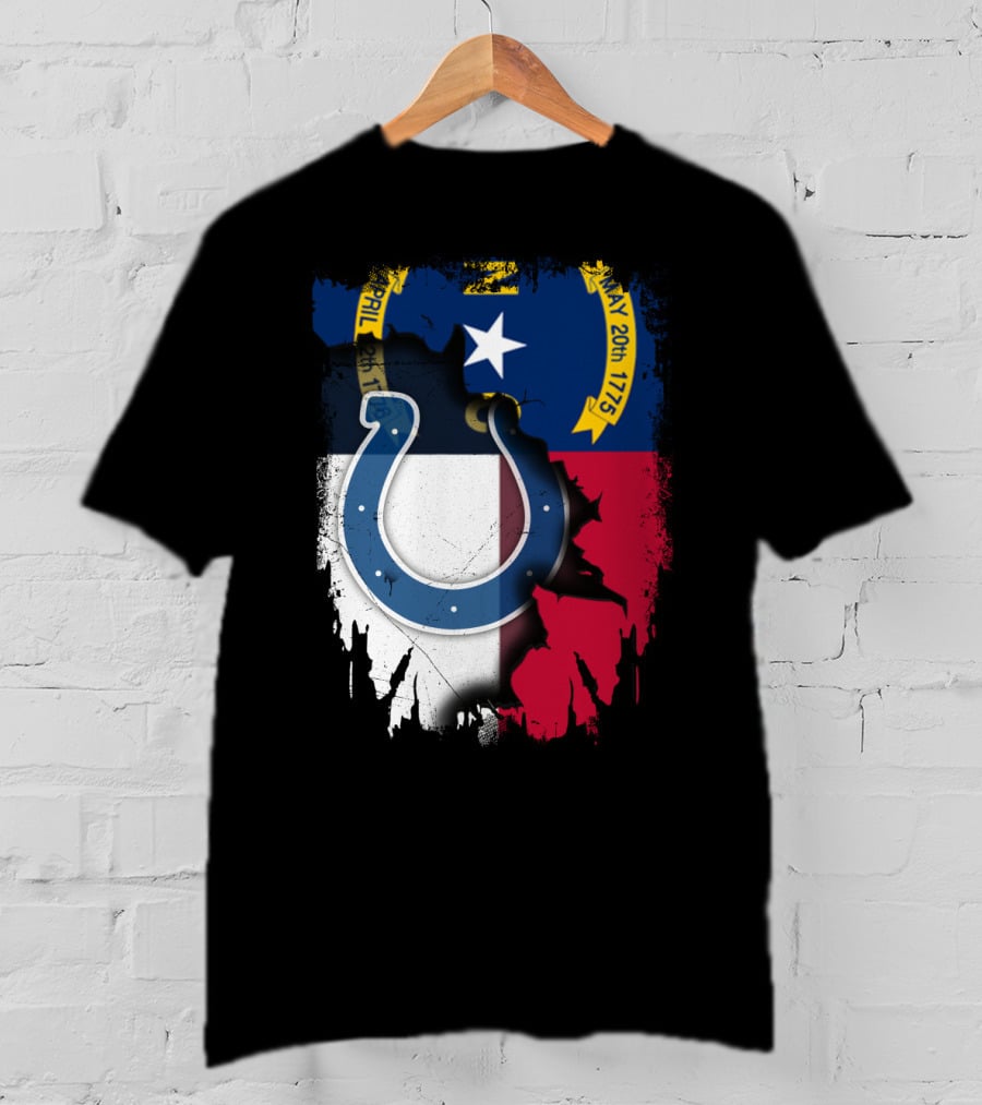 Together North Carolina Colts Blue Horseshoe Flag T-Shirt