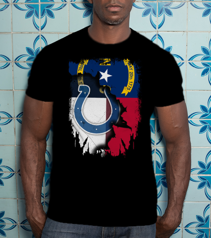 Together North Carolina Colts Blue Horseshoe Flag T-Shirt