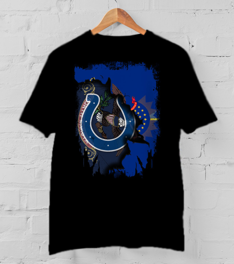 North Dakota Flag Overlay With Colts T-Shirt