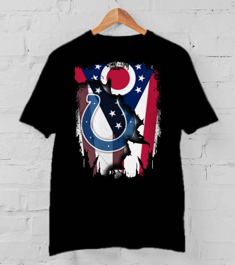 Together Ohio Flag With Colts Horseshoe T-Shirt
