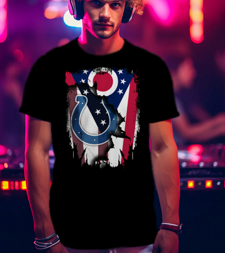 Together Ohio Flag With Colts Horseshoe T-Shirt