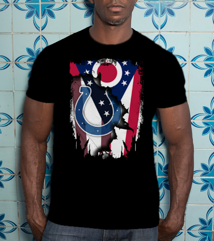 Together Ohio Flag With Colts Horseshoe T-Shirt