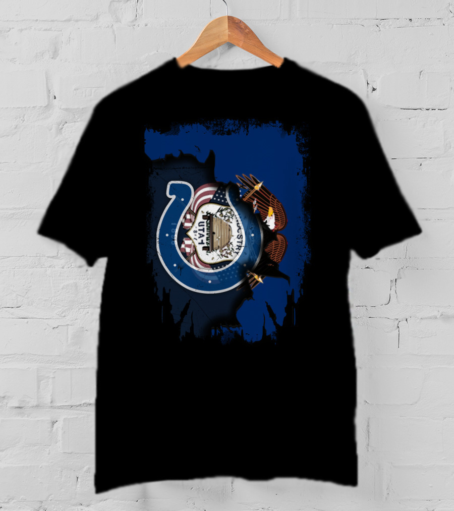 Utah Colts American Flag Eagle Horseshoe T-Shirt
