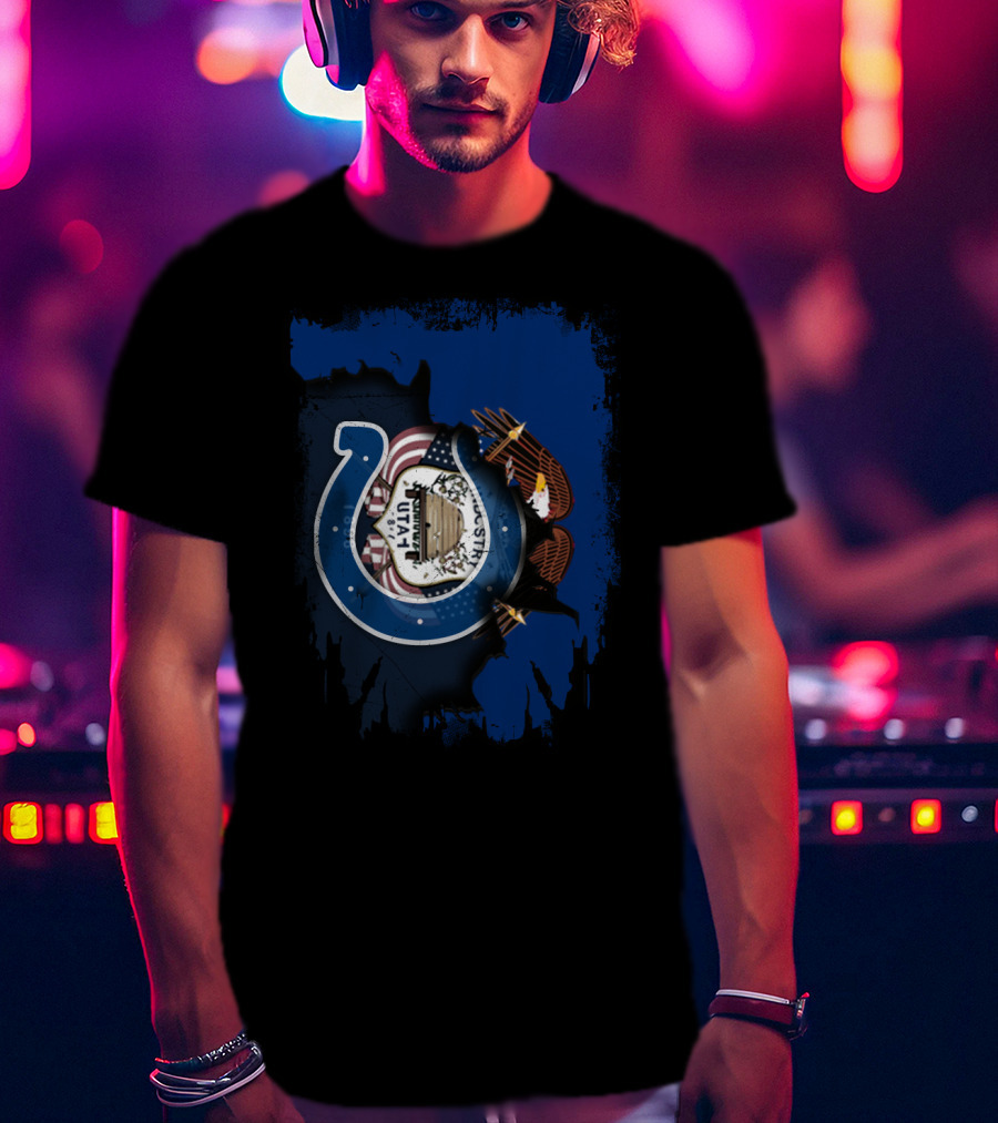 Utah Colts American Flag Eagle Horseshoe T-Shirt