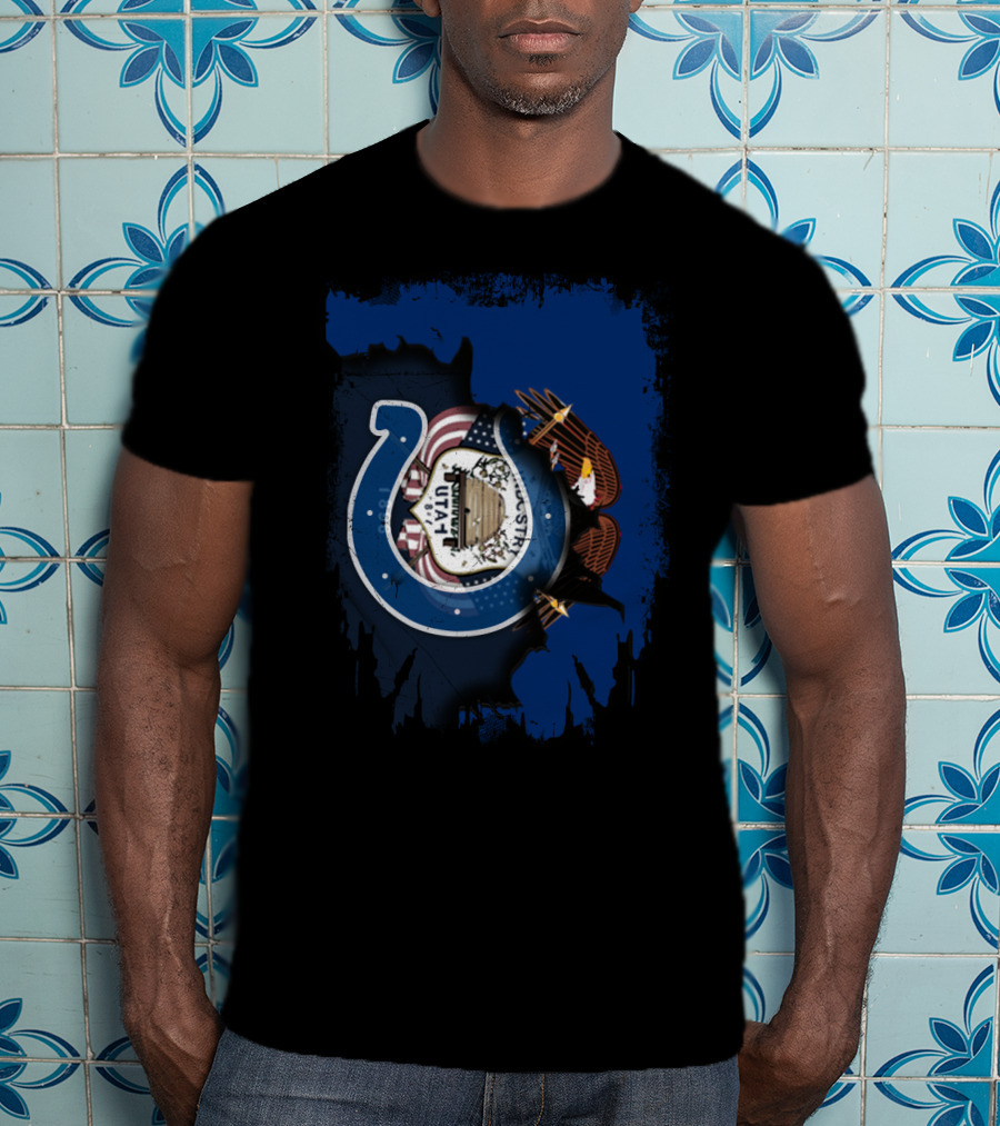 Utah Colts American Flag Eagle Horseshoe T-Shirt