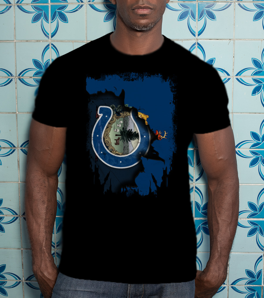 Vermont State Coat Of Arms With Colts Horseshoe And Deer T-Shirt