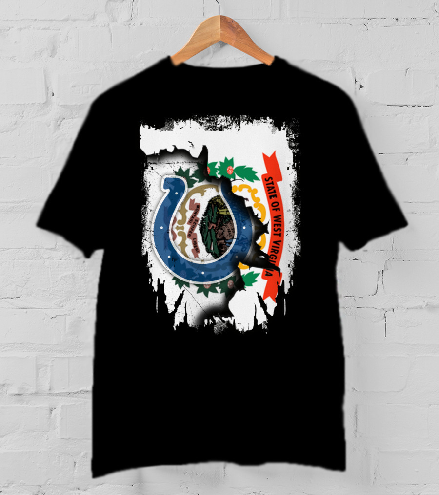 State Of West Virginia With Colts Horseshoe T-Shirt