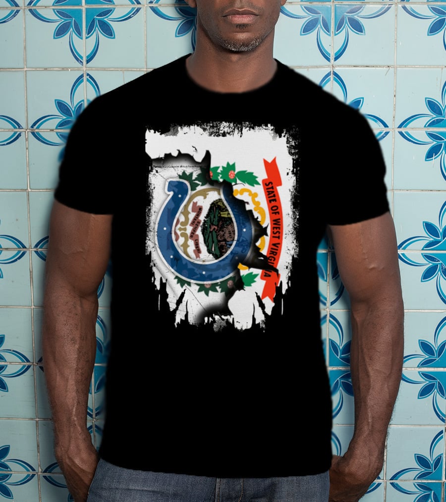 State Of West Virginia With Colts Horseshoe T-Shirt