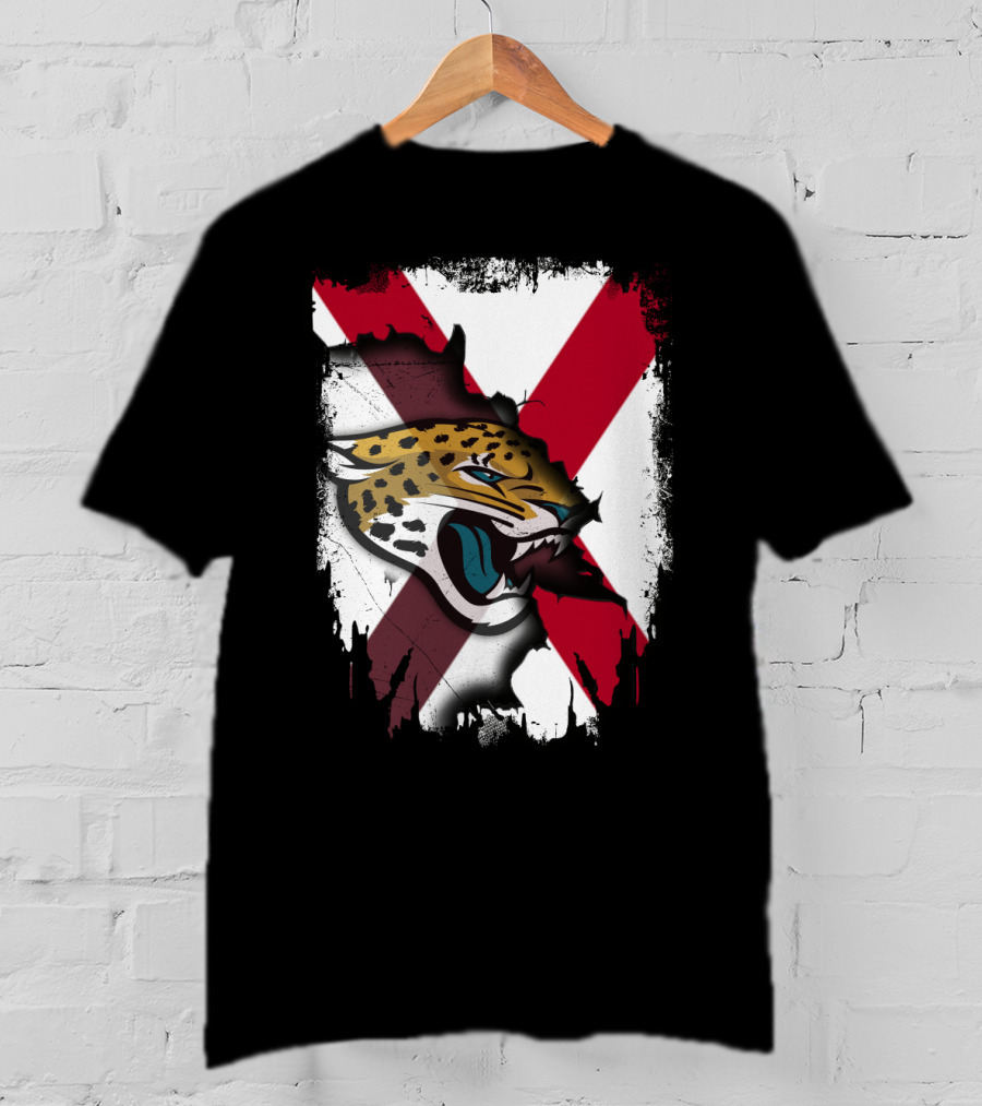 Together Alabama With Jaguars Roaring Over Flag T-Shirt