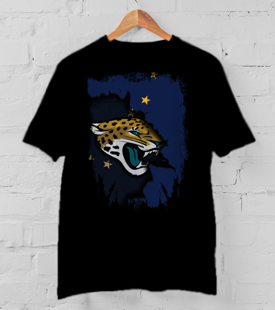 Together Alaska With Jaguars Alaska Flag Stars And Fierce Jaguar Head T-Shirt