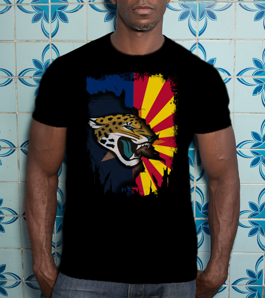 Arizona State Flag With Jaguars Team Logo Fusion T-Shirt