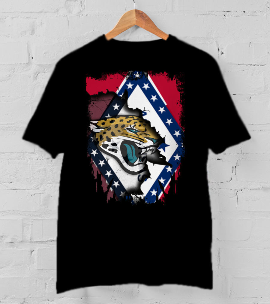 Arkansas Flag With Jaguars Logo Integration T-Shirt
