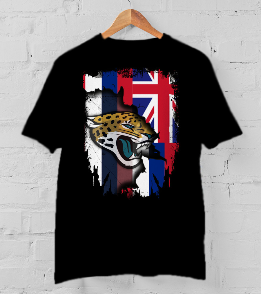 Together Hawaii Union Flag Jaguars Roaring Face T-Shirt