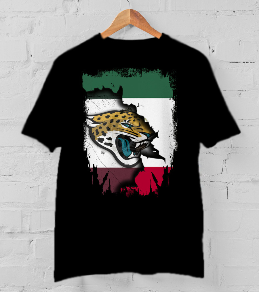 Together Mexico With Jaguars Flag And Fierce Face T-Shirt