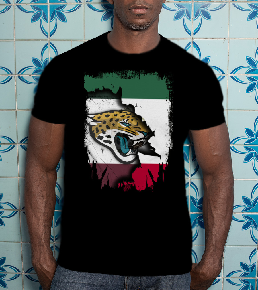 Together Mexico With Jaguars Flag And Fierce Face T-Shirt