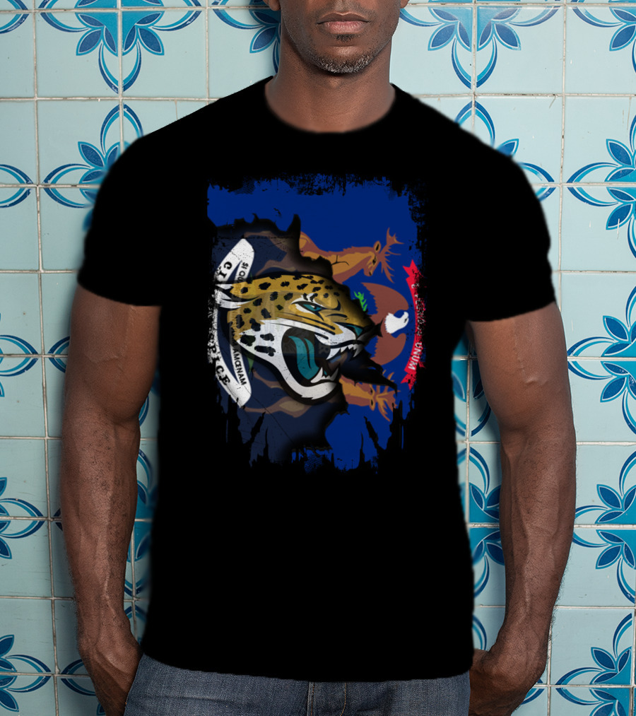 Together Michigan With Jaguars Featuring State Emblem And Fierce Cat T-Shirt