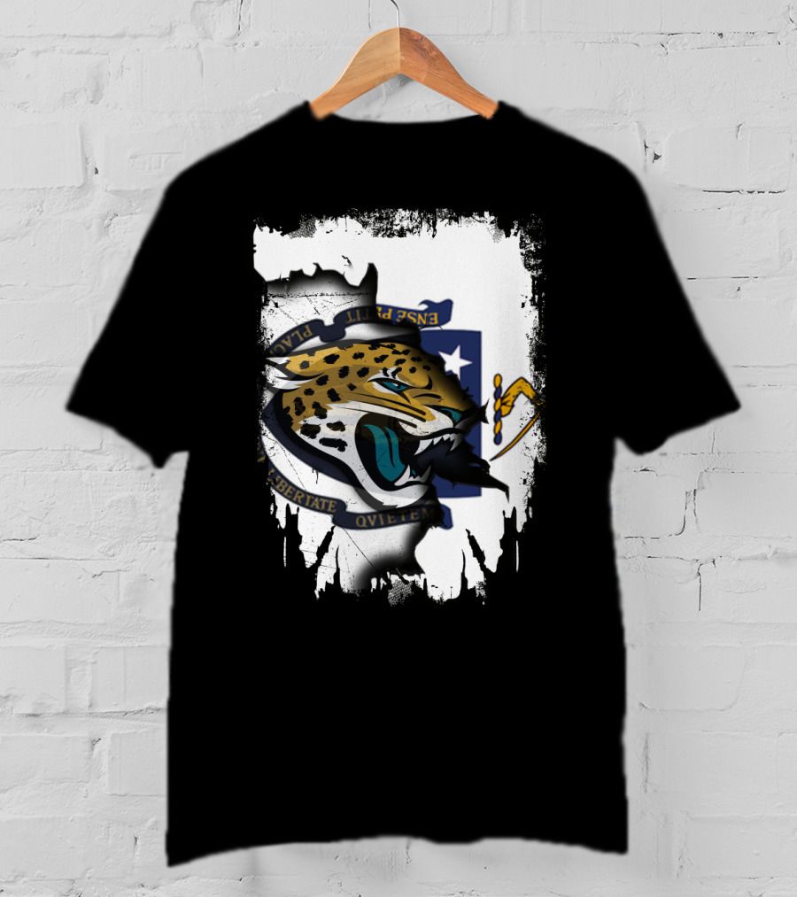 Massachusetts State Flag With Jaguar Head Emblem T-Shirt