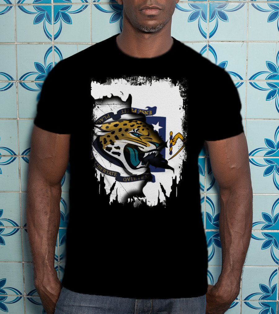 Massachusetts State Flag With Jaguar Head Emblem T-Shirt