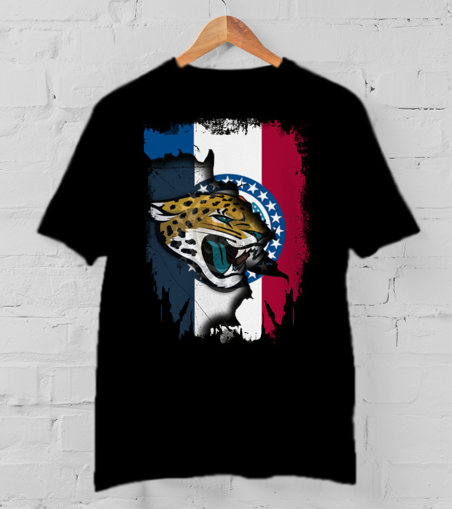 Missouri Flag With Jaguars Roaring Spirit T-Shirt