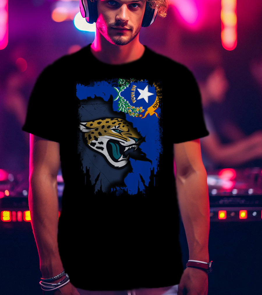 Nevada State Flag With Stylized Jaguars Emblem Together T-Shirt