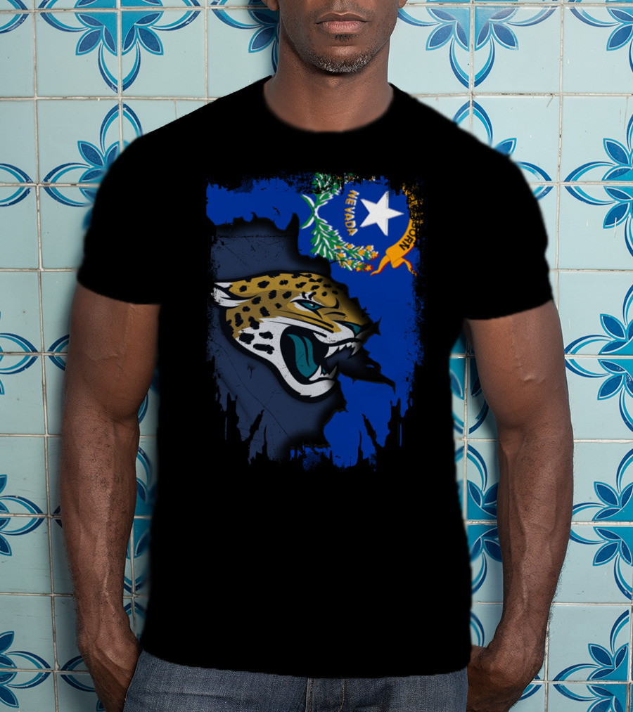 Nevada State Flag With Stylized Jaguars Emblem Together T-Shirt