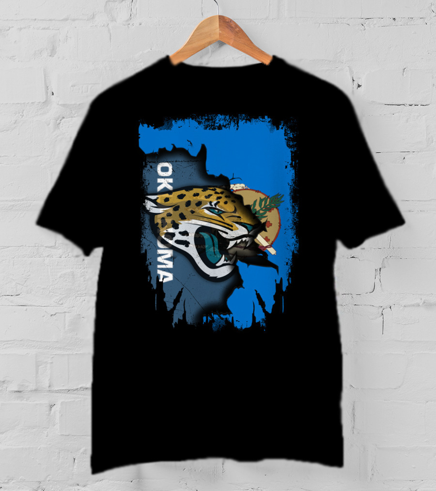 Oklahoma Jaguars With State Flag And Fierce Jaguar Head T-Shirt