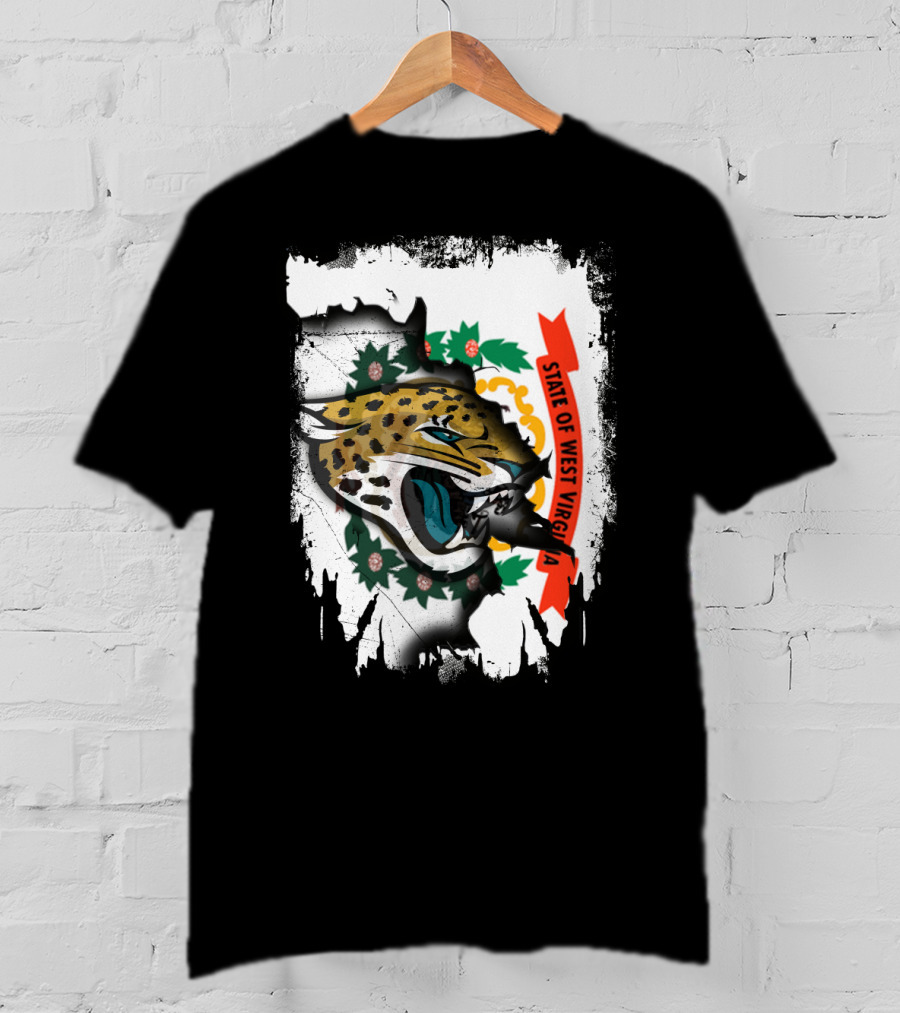 State Of West Virginia With Jaguars Emblem Overlay T-Shirt