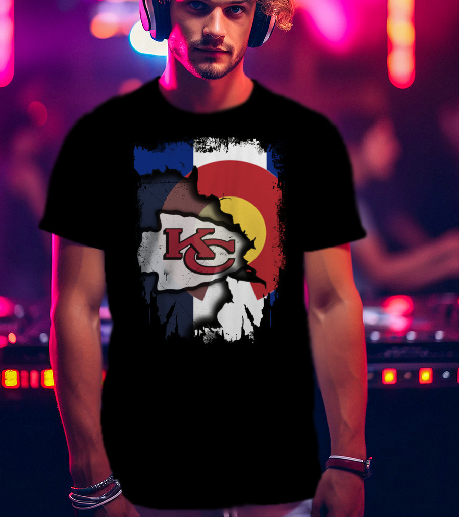 Colorado Pride With Kansas City Chiefs Logo Fusion T-Shirt