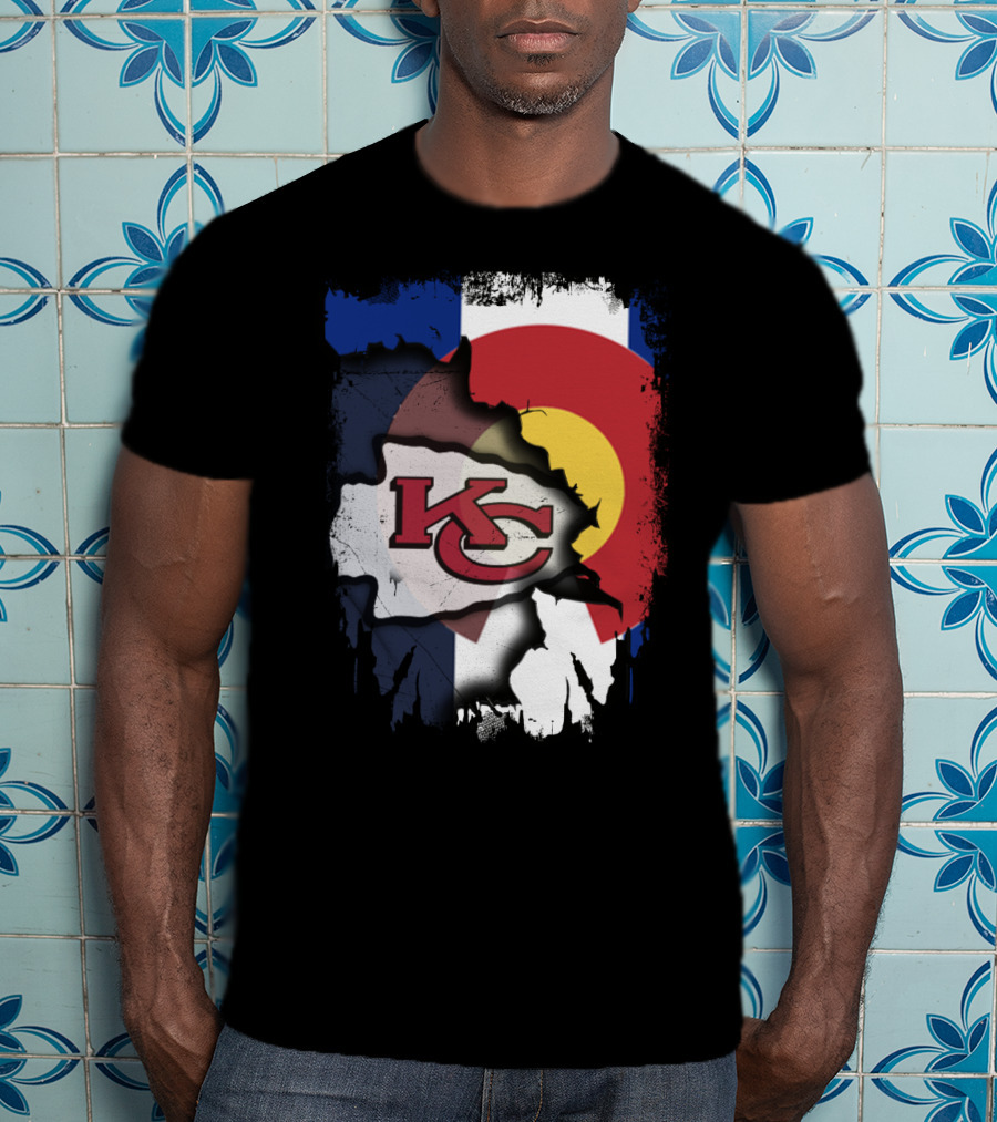 Colorado Pride With Kansas City Chiefs Logo Fusion T-Shirt