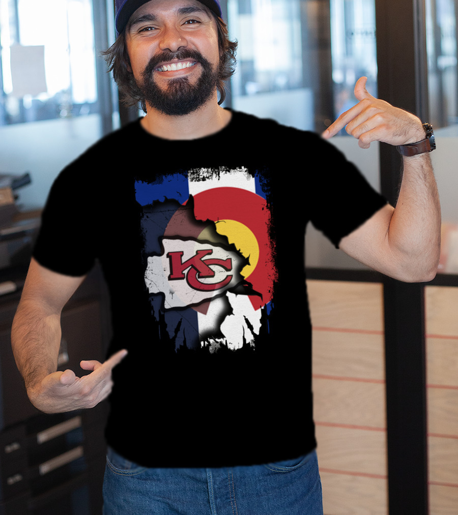 Colorado Pride With Kansas City Chiefs Logo Fusion T-Shirt