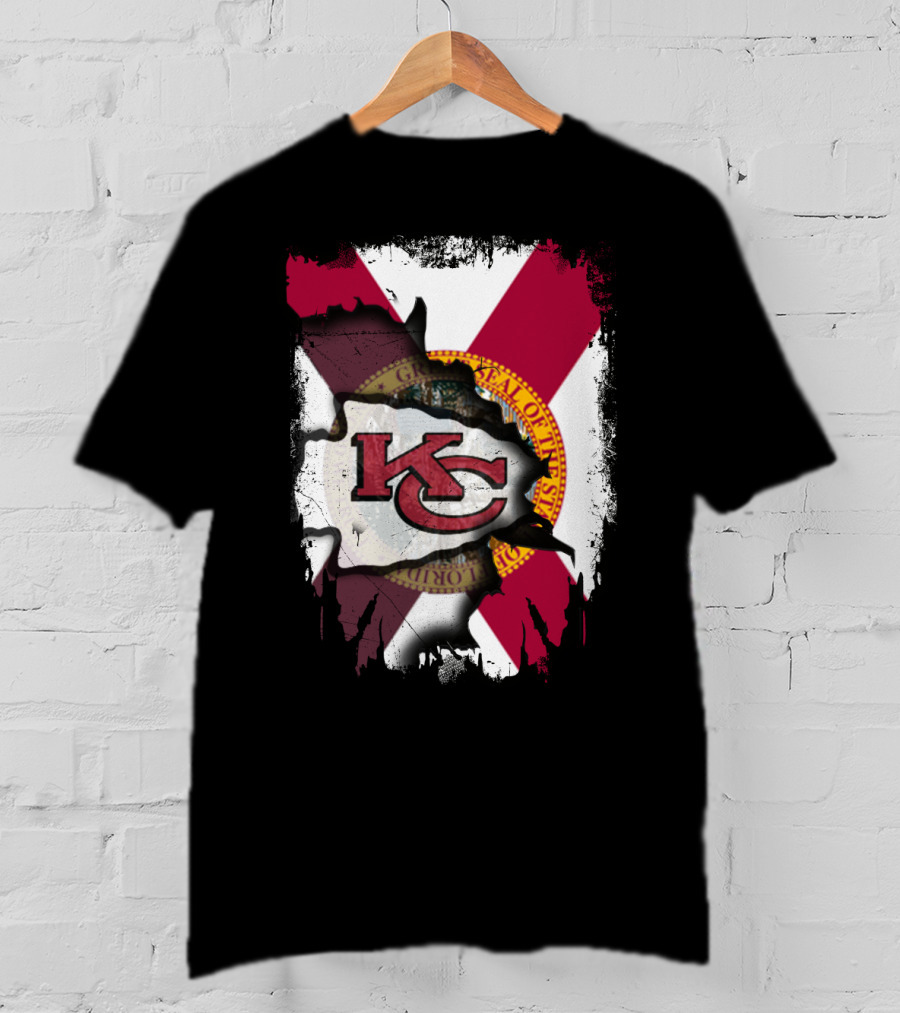 Florida State Flag With KC Chiefs Logo Integration T-Shirt
