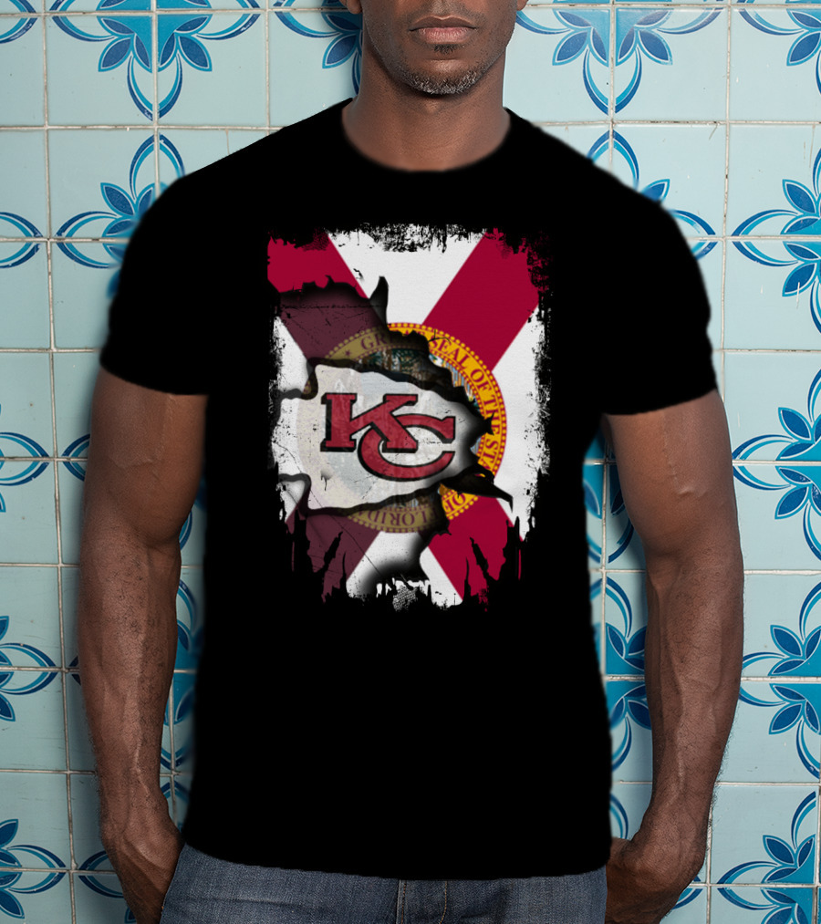 Florida State Flag With KC Chiefs Logo Integration T-Shirt