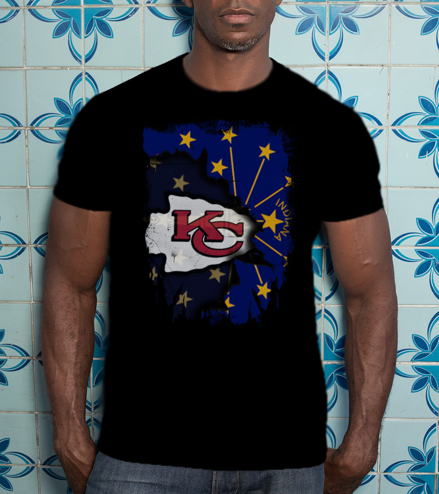 Indiana Map Overlay With Kansas City Chiefs T-Shirt