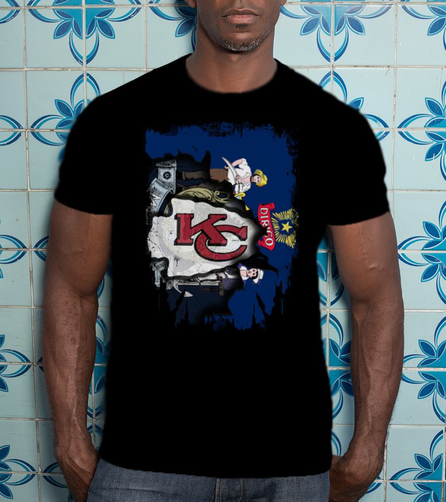 Dirigo Maine KC Chiefs Vintage Flag Mashup T-Shirt