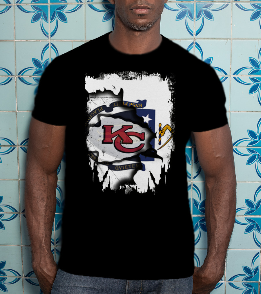 Kansas City Chiefs Massachusetts Flag Unity T-Shirt