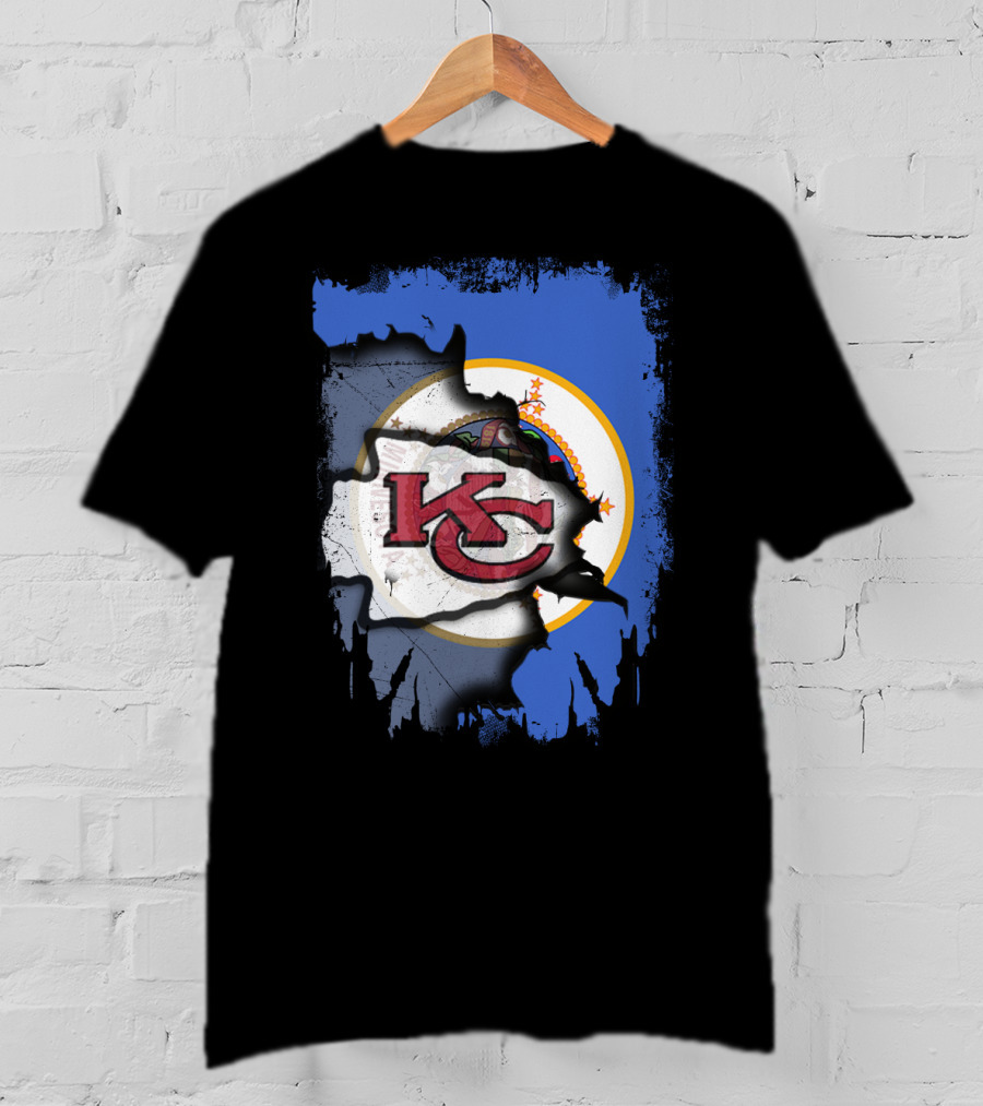 Minnesota Flag With Kansas City Chiefs T-Shirt