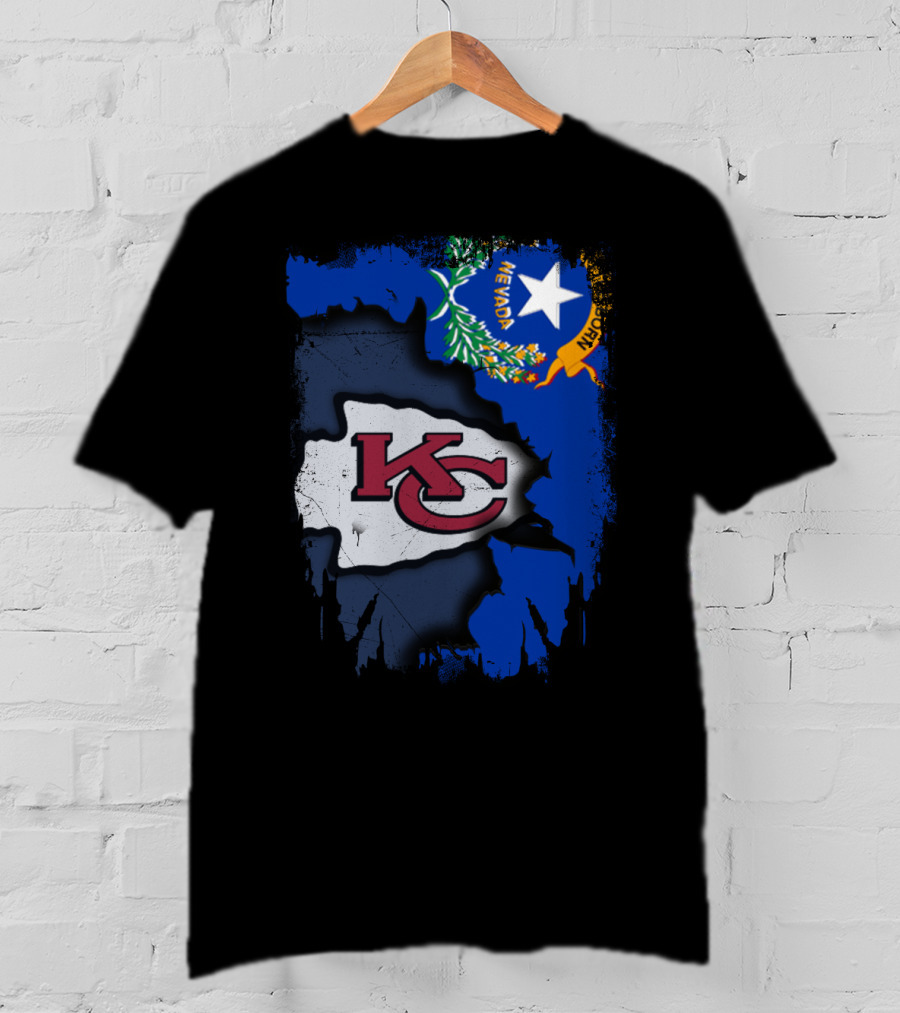 Nevada Proud With Kansas City Chiefs Logo And State Flag Elements T-Shirt