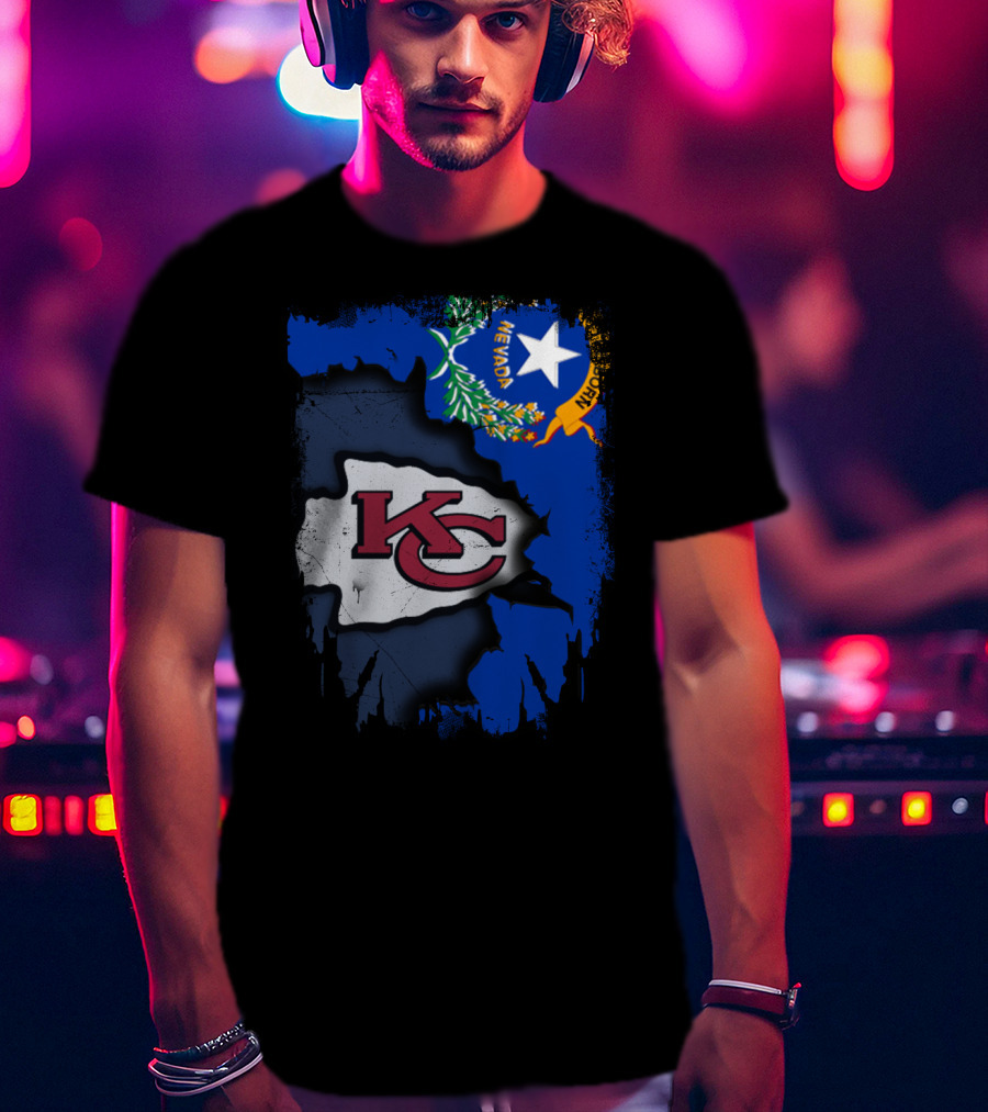 Nevada Proud With Kansas City Chiefs Logo And State Flag Elements T-Shirt