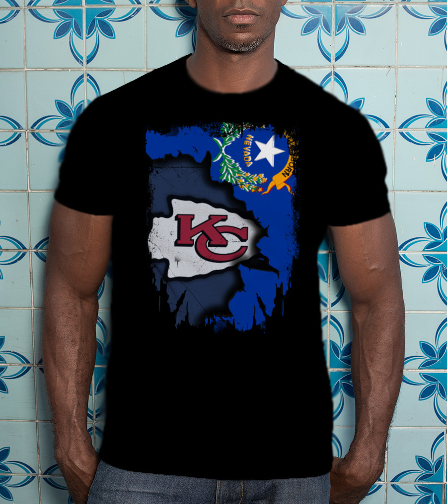 Nevada Proud With Kansas City Chiefs Logo And State Flag Elements T-Shirt