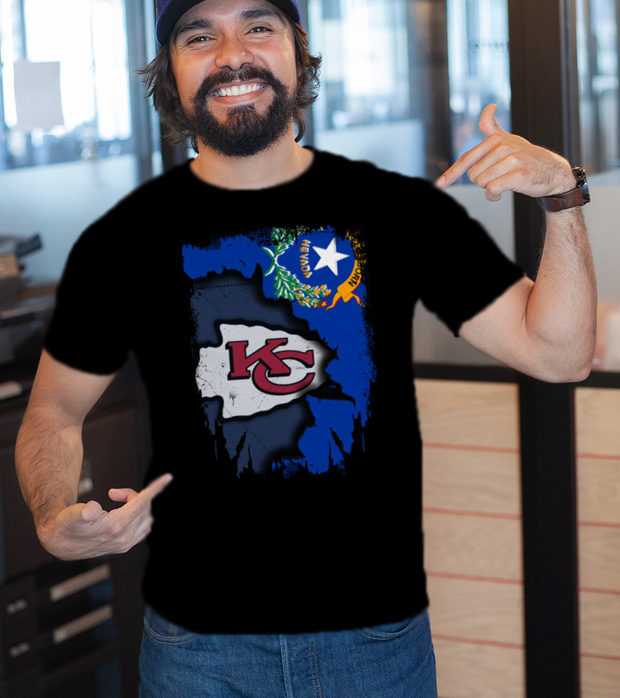 Nevada Proud With Kansas City Chiefs Logo And State Flag Elements T-Shirt
