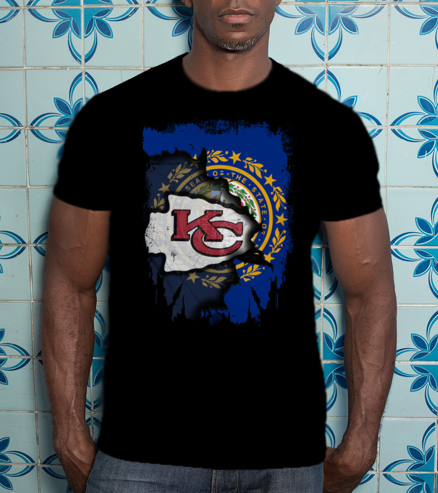 New Hampshire State Seal KC Chiefs Logo Fusion T-Shirt