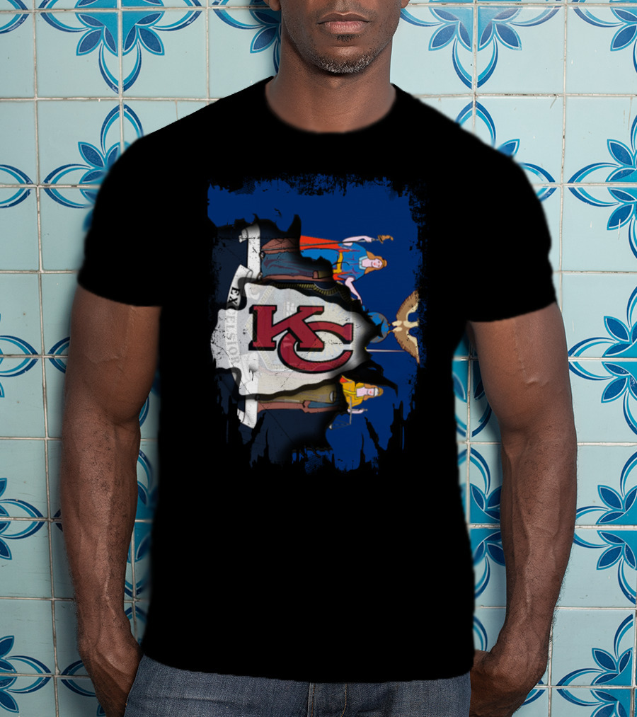 Together New York With KC Chiefs Logo And State Flag Elements T-Shirt