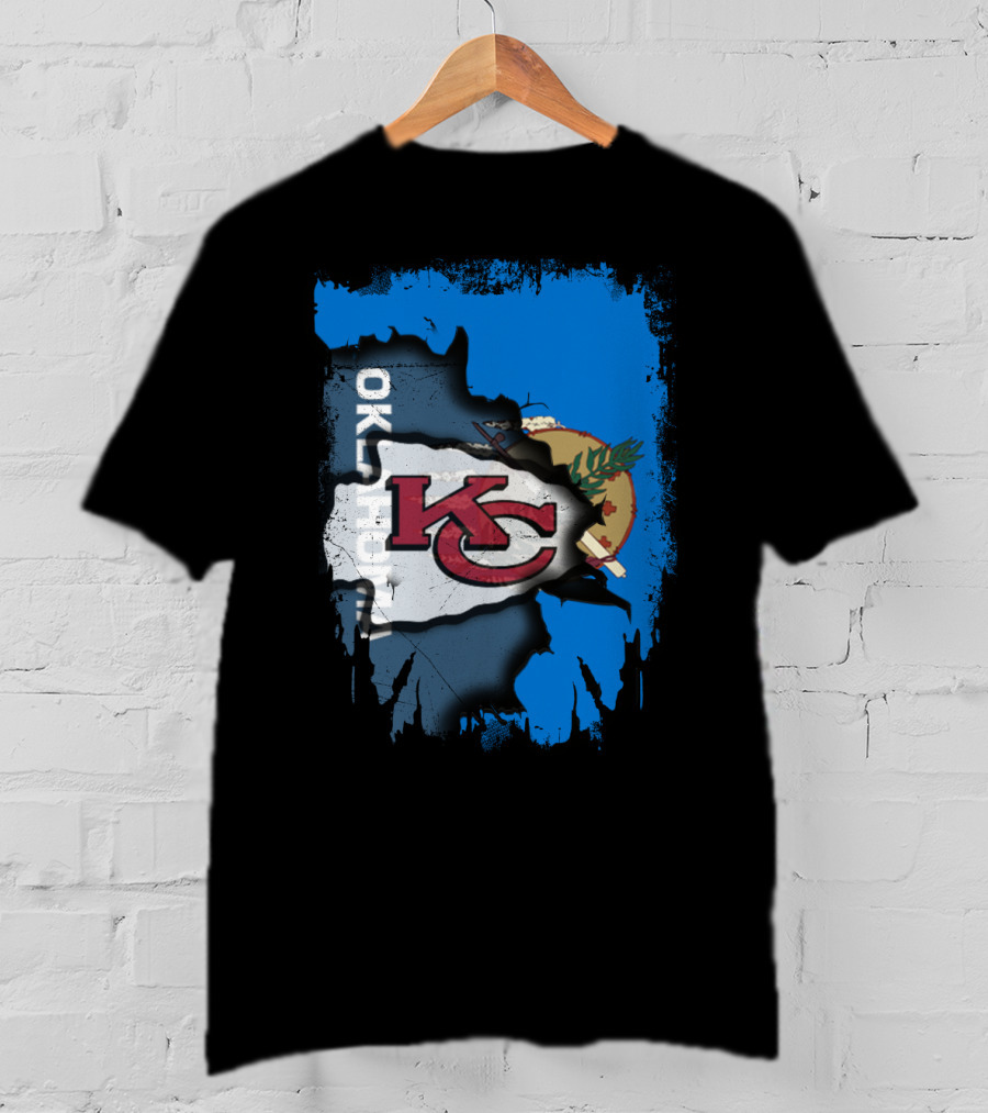 Oklahoma Chiefs Unity KC Logo With State Flag T-Shirt