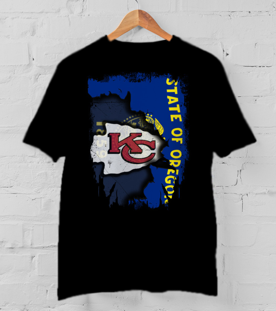 State Of Oregon With KC Chiefs T-Shirt