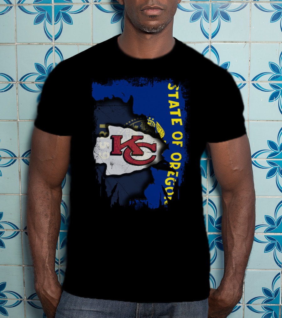 State Of Oregon With KC Chiefs T-Shirt