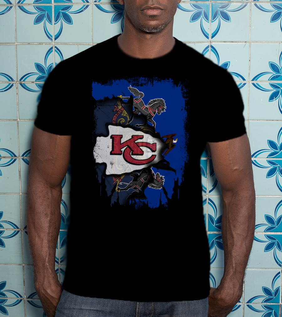 Pennsylvania State Pride With Kansas City Chiefs Logo And Heraldic Symbols T-Shirt