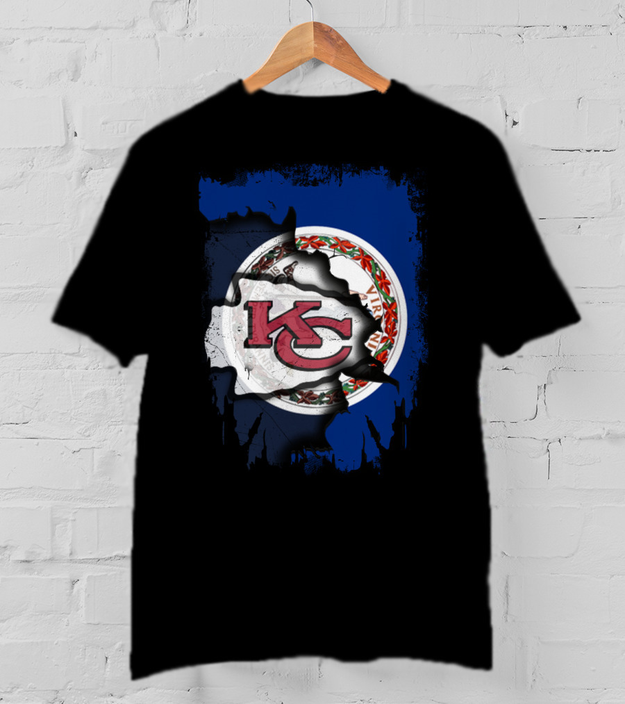 Virginia State Flag With KC Chiefs Logo Fusion T-Shirt
