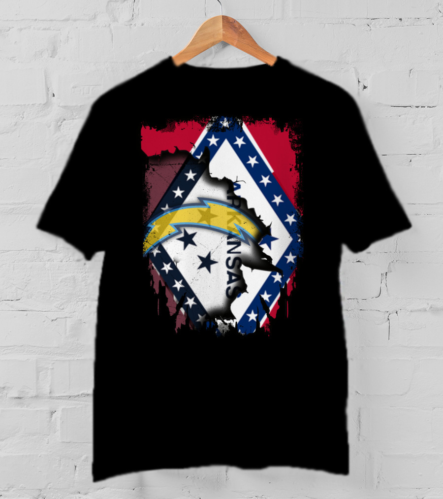 Arkansas Flag Torn With Chargers T-Shirt